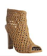 Candela camel woven leather peep toe sandals style# 314108802