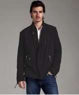 Edun black cotton zip front motorcycle jacket style# 316462901