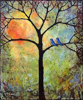 Print of painting signed by blendastudio art birds tree  