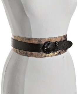 Fashion Focus natural faux python obi stretch belt   