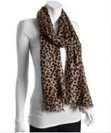 Kashmere camel leopard printed cashmere silk scarf style# 311962302