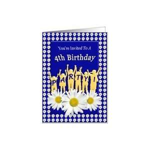  4th Birthday Party Invitation Daisies and Kids Card Toys & Games