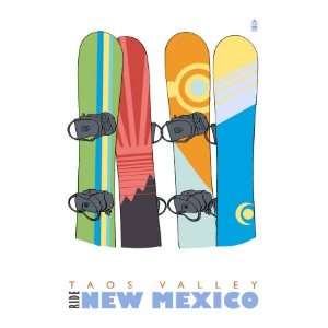  Taos Valley, New Mexico, Snowboards in the Snow Giclee 