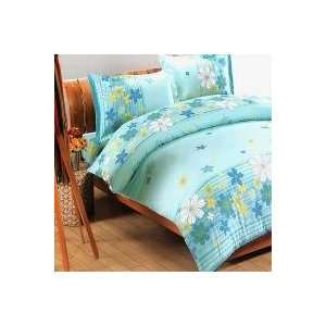   King Size)   [Turquoise Flowers] 100% Cotton 5PC Comforter Set (King