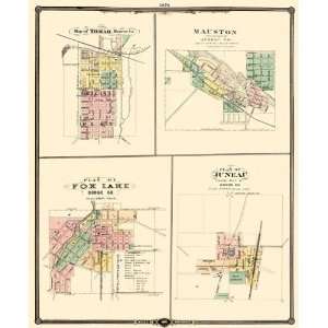   , MAUSTON,FOX LAKE, & JUNEAU WISCONSIN (WI) MAP 1878