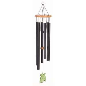   Citrus Sounds Wind Chime, Light Wood with Green Chimes and Green Leaf