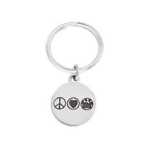  Peace Love with Paw Round Keyring   Sterling Jewelry