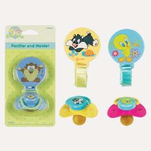 LOONEY TUNES PACIFIER & HOLDER TAZ, BUGS BUNNY, TWEETY, BABY SHOWER 