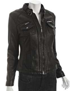 MICHAEL Michael Kors black leather pocket front motorcycle jacket 
