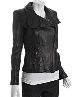 MICHAEL Michael Kors black asymmetrical zip leather moto jacket