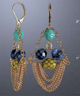 Rachel Reinhardt blue glass beaded chain link earrings   up to 