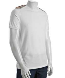 Burberry white cotton nova check shoulder t shirt   