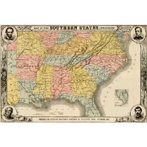     1863 Civil War Map of the Southern United States