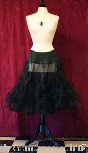 Tea Length Petticoat Long Crinoline slip Black XS,S,M,L,XL 50s retro 