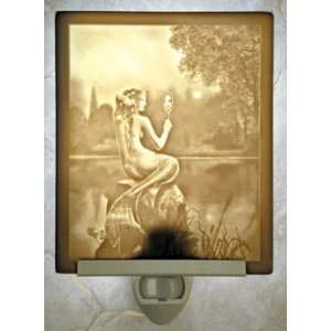Mermaid & Mirror Flat Porcelain Lithophane Nightlight