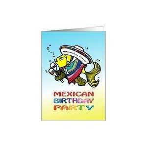  Mexican Birthday Party Invitation, cute Mexican fish Card 