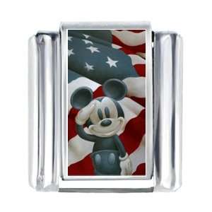  Mickey Mouse With USA Flag Photo Italian Charm Jewelry