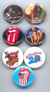 ROLLING STONES 1982 83 Pinback Buttons Pins Badges 7 Different  