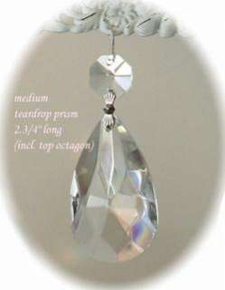 25 Medium Crystal Teardrop Prisms ~Chandelier~SILVER~  