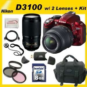 Nikon D3100 Digital SLR Camera (Red) with 18 55mm NIKKOR 