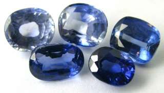 38Ct 5pc Lot Synthetic Blue Sapphire Oval Faceted Gems Wholesale 