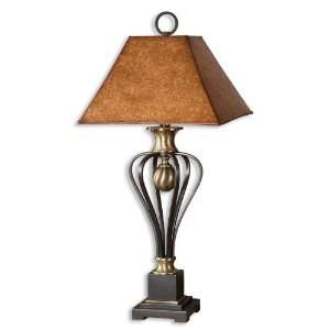  36 Black and Gold Coffee Bronze Natural Cork Table Lamp 