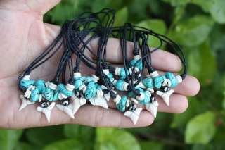 10 mini Shark Tooth Teeth Artificial Turquoise White Bone Necklaces 