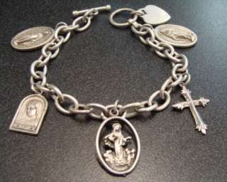 Vintage Sterling Silver Religious Charm Bracelet 31.4 G  