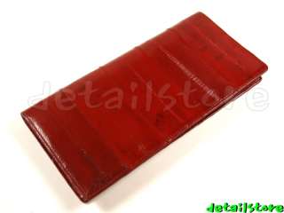 EEL SKIN leather CHECKBOOK COVER HOLDER WALLET RED  
