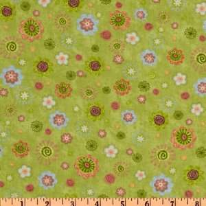  44 Wide Nighty Night Owl Flowers Green Fabric By The 
