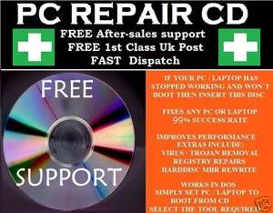 Windows XP VISTA 7 repair recover restore compatible boot cd dvd 