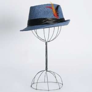  Feather Fedora 100% Paper Straw Blue 