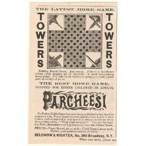  1892 Selchow & Righter Towers Parcheesi Board Games Print 