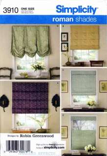 Simplicity Pattern 3910 ROMAN SHADES curtains patterns 039363302780 