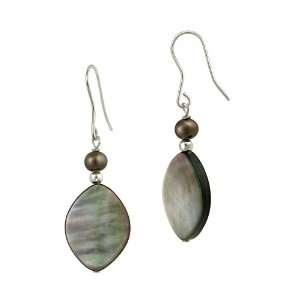 Sterling Silver Abalone and Freshwater Cultured Pearl Linear Drop 