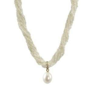   11mm freshwater cultured pearl & diamond (.035ctw) drop enhancer, 18