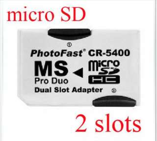 Dual Micro SD TF To Memory Stick MS Pro Duo PSP 2 Slots Card Adapter 