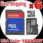 Lot of 6 SanDisk 4GB Micro SD SDHC MicroSDHC MicroSD Flash Memory Card 