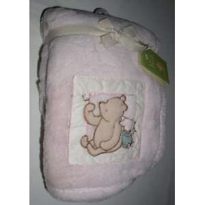    Disney Classic Pooh Applique Fluffy Fleece Blanket Lovey Pink Baby