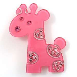  Crystal Pink Baby Giraffe Plastic Brooch Jewelry