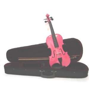   Violin with Carrying Case + Bow + Accessories   Metallic Pink Color