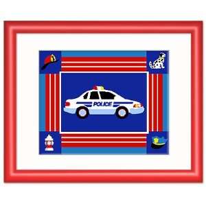   Red Framed Wall Art w Police Car   Heroes Collection