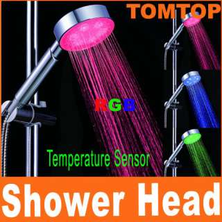 RGB LED Shower Head Bathroom Water Temperature Sensor  