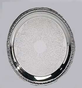 SILVER PLATED ROUND BARWARE/ SERVING TRAY  