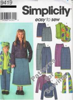 Pattern Simplicity Boy Girl Pants Skirt Jacket Vest Sz 7 14 OOP  