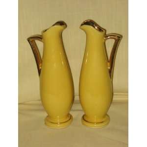  (2) Pair of Shawnee Pottery  Yellow & Gold  Bud Vases 