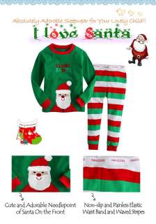   Boy Girl Chrismas X mas Sleepwear Pajama Set I love Santa  