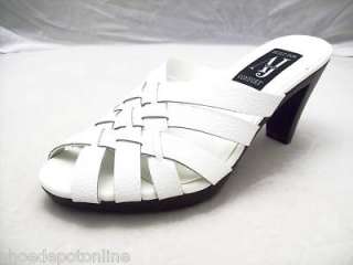AJ VALENCI Womens White Leather Slide Sandals