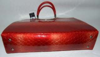 Red Moc Croc Mini Laptop Bag Briefcase Travel Tote NWT  