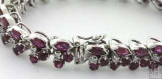 HEAVY 18K WHITE GOLD 14.40CTW DIAMOND/RUBY FLOWER LINE BRACELET  